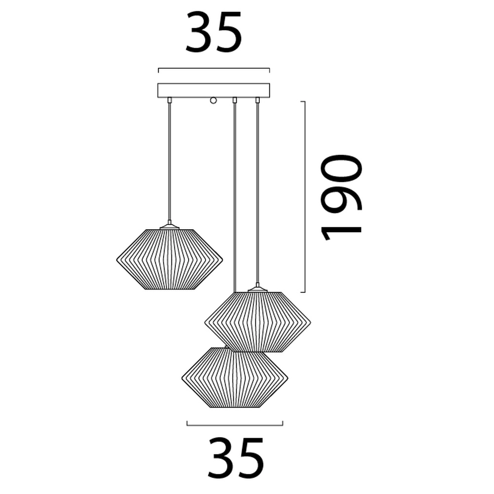 Japandig hanglamp Bicono 3x Ø35cm Masterlight 8718121352770