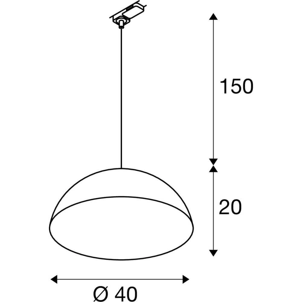 Hanglamp voor rail Forchini M 40 zwart 3-fase Ø 40cm SLV 4024163298582