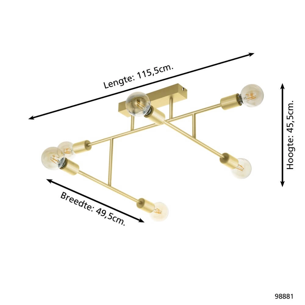 Gouden plafondlamp Belsiana 1 6-lichts Eglo 9002759988814