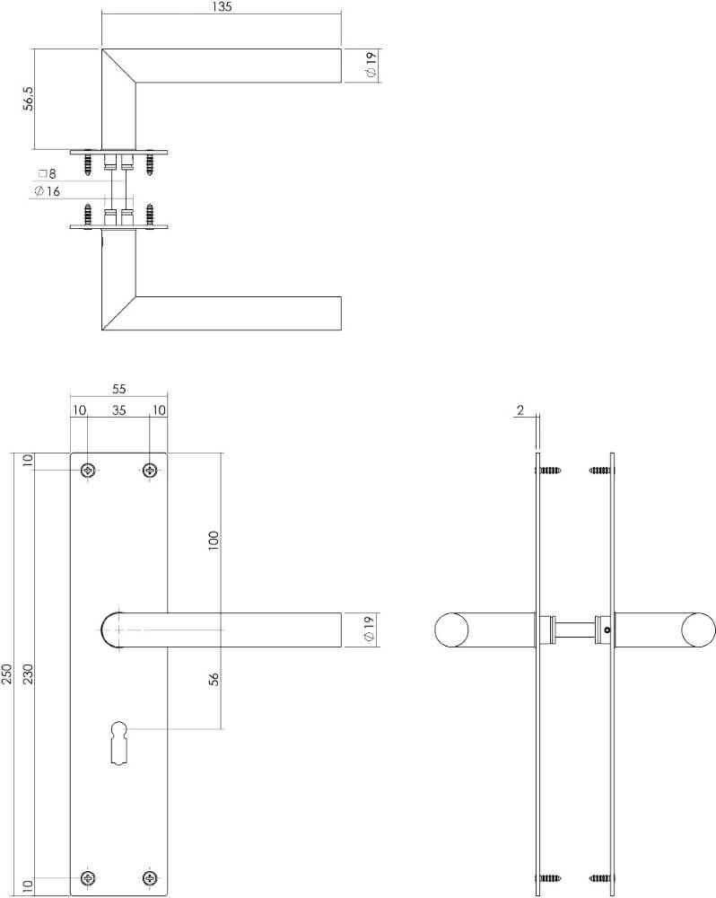 Strakke deurklink Jura sleutelgat RVS Intersteel 8714186489789