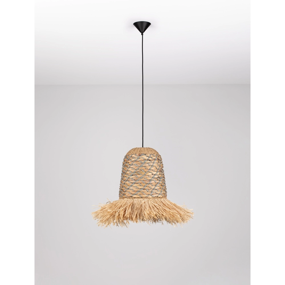 Stro lamp Sorello blauw met bruin Stro lamp Sorello blauw met bruin