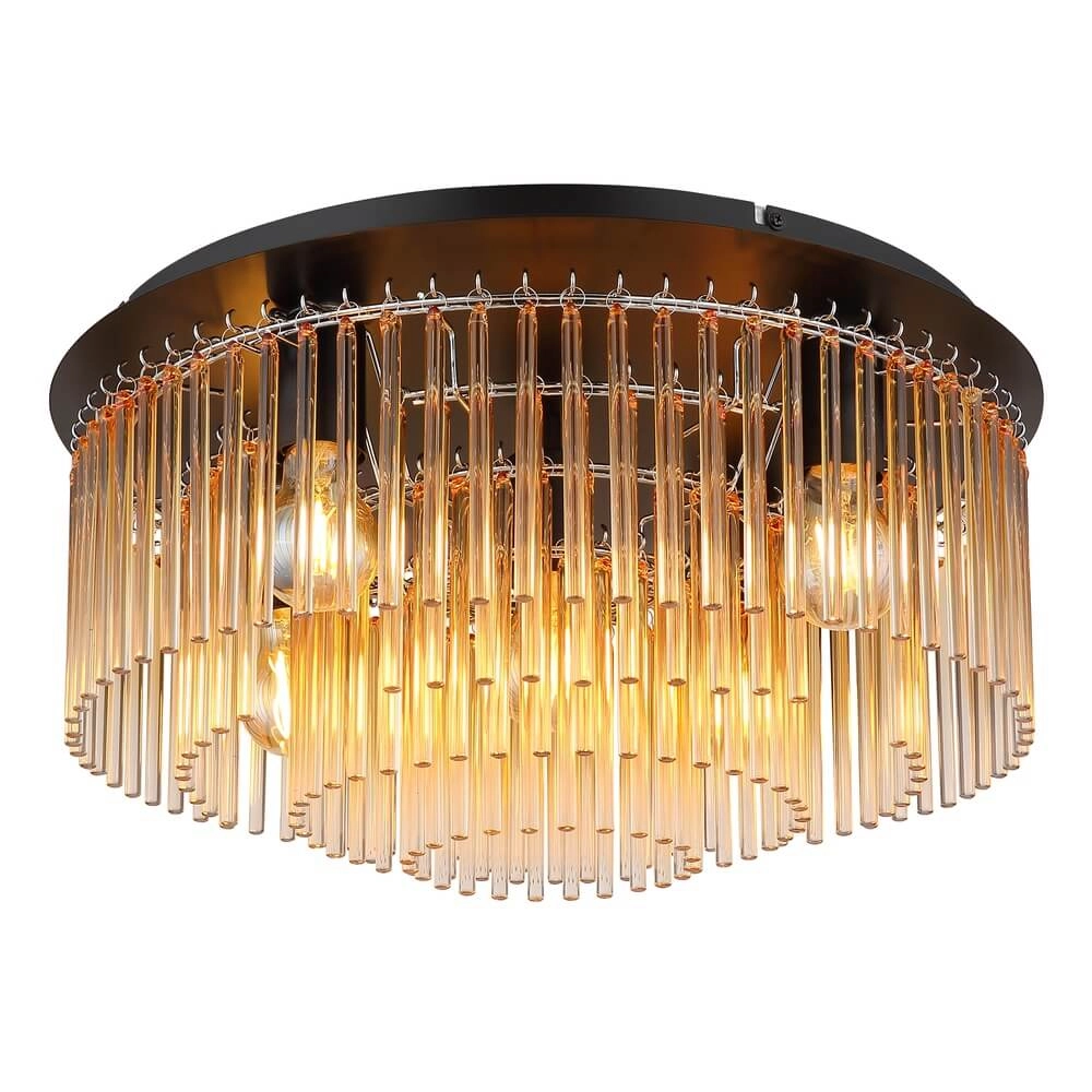 Zwarte plafondlamp Gorley met glas Ø 50cm