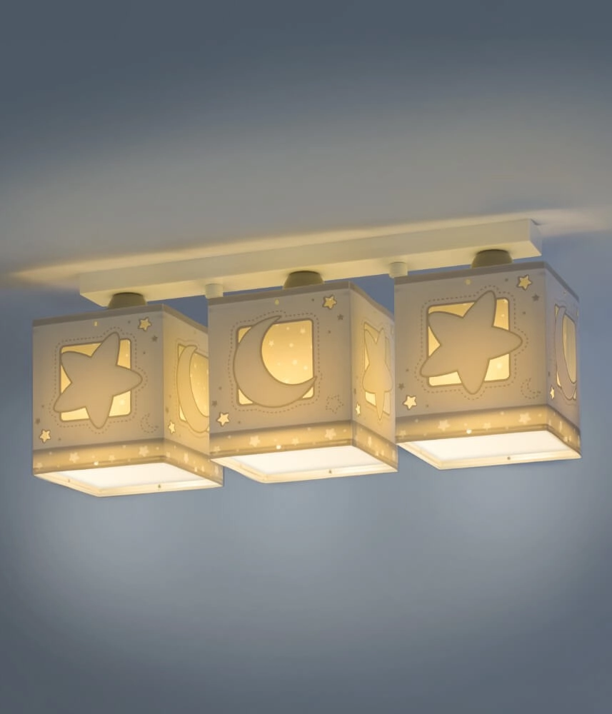 Kinderkamer plafondlamp Moonlight 3-lichts soft grijs Dalber 8420406000398