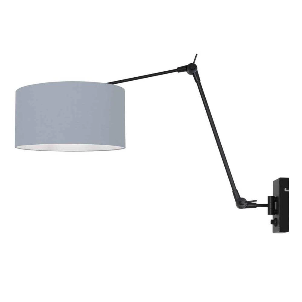 Wandlamp Prestige Chic zwart met lichtblauwe kap Steinhauer 8712746175455