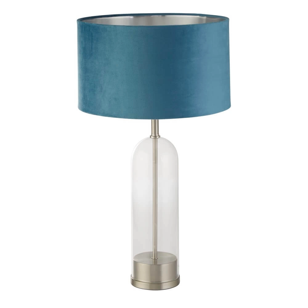 Unieke tafellamp Oxford met blauwe kap Unieke tafellamp Oxford met blauwe kap