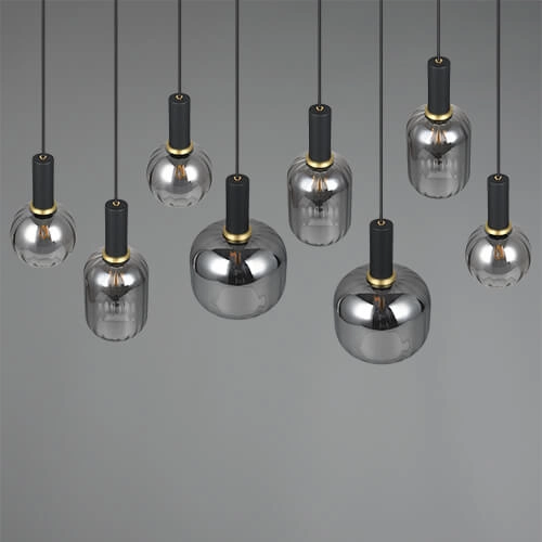 Eetkamer hanglamp Diva 8-lichts - smoke glas Trio 4017807614589