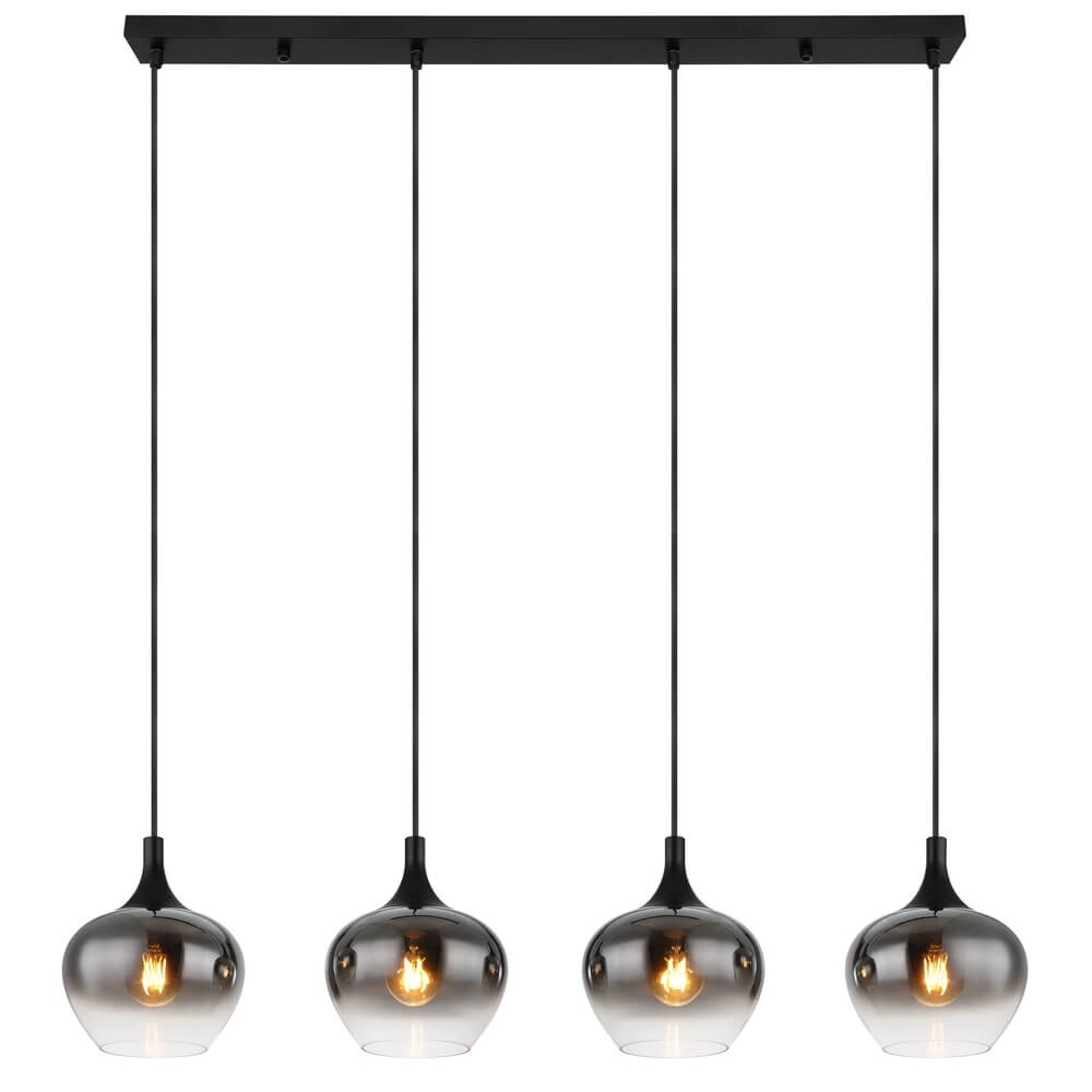 Zwarte hanglamp Maxy 4-lichts recht Globo 9007371432400