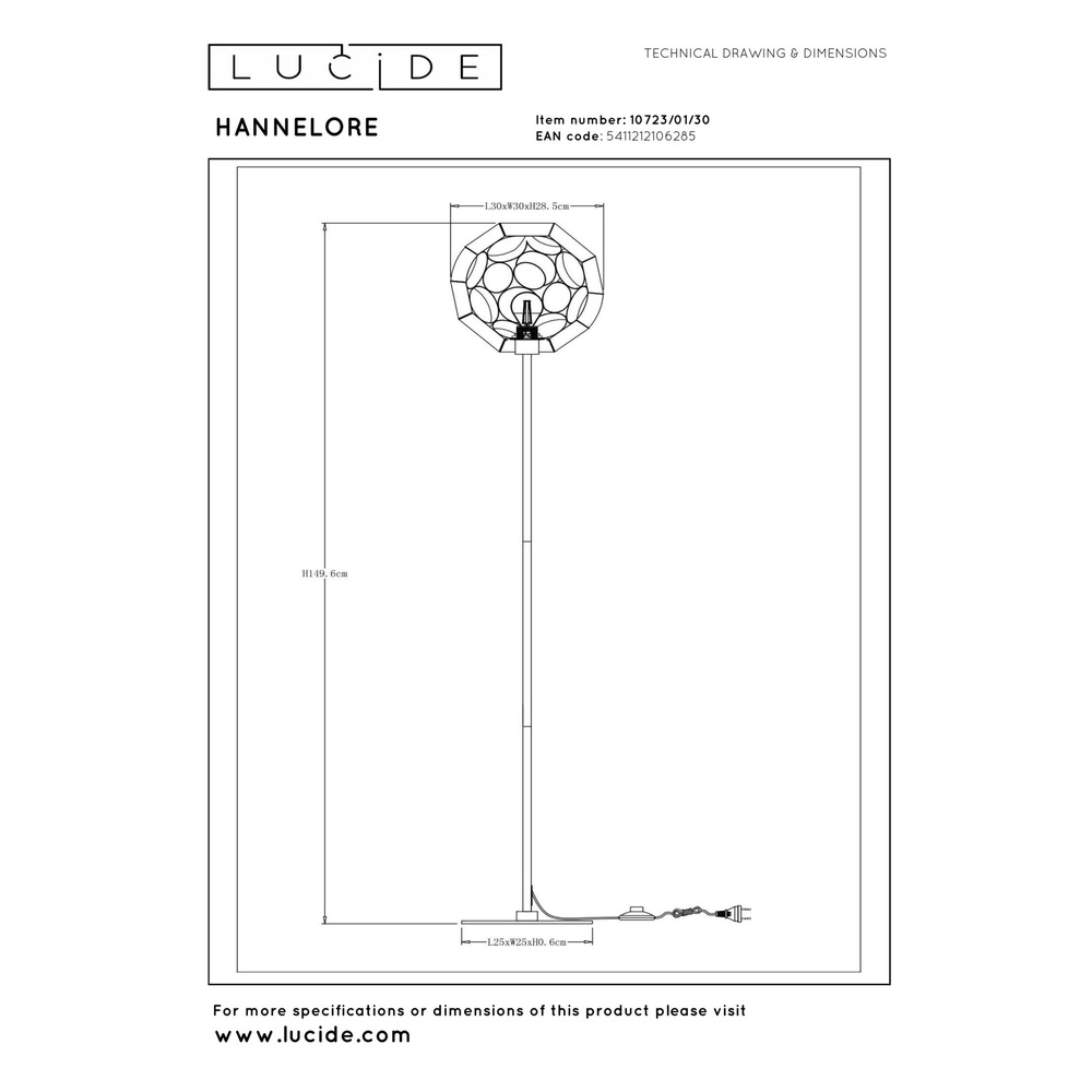 Vloerlamp Hannelore zwart Lucide 5411212106285