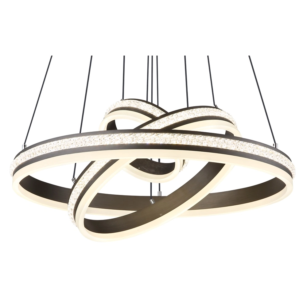 Design hanglamp Grouni 3 ringen titanium geborsteld Globo 9007371455003