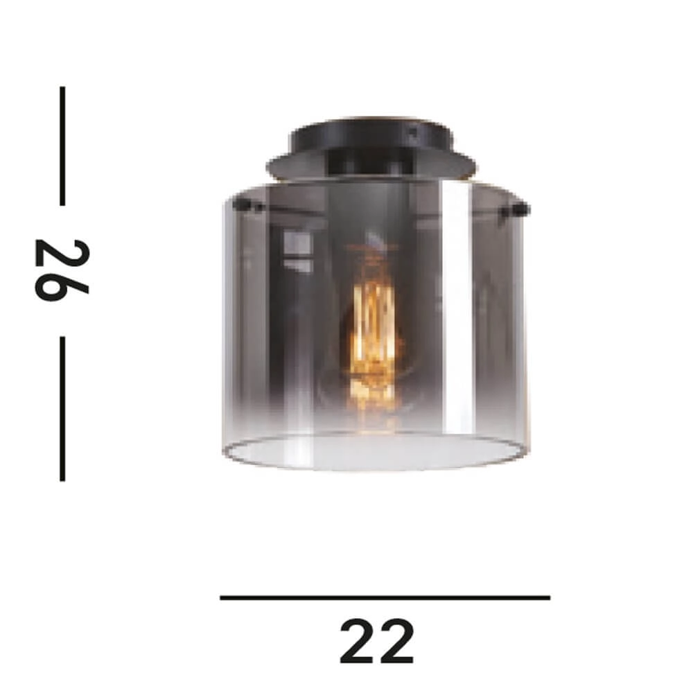 Zwarte plafondlamp Sweden 1-lichts Searchlight 5053423271408