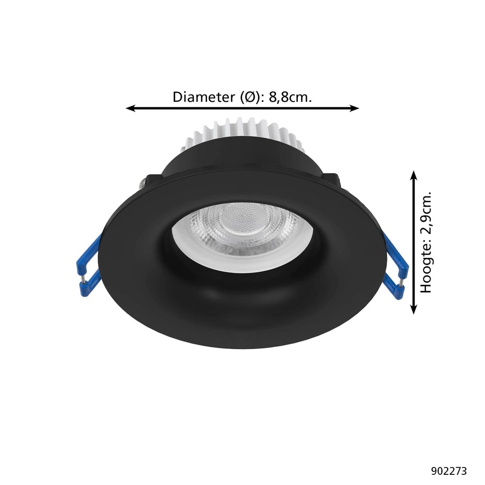 Inbouwspot Salabate zwart Ø 8,8cm IP65 Eglo 9008606358861