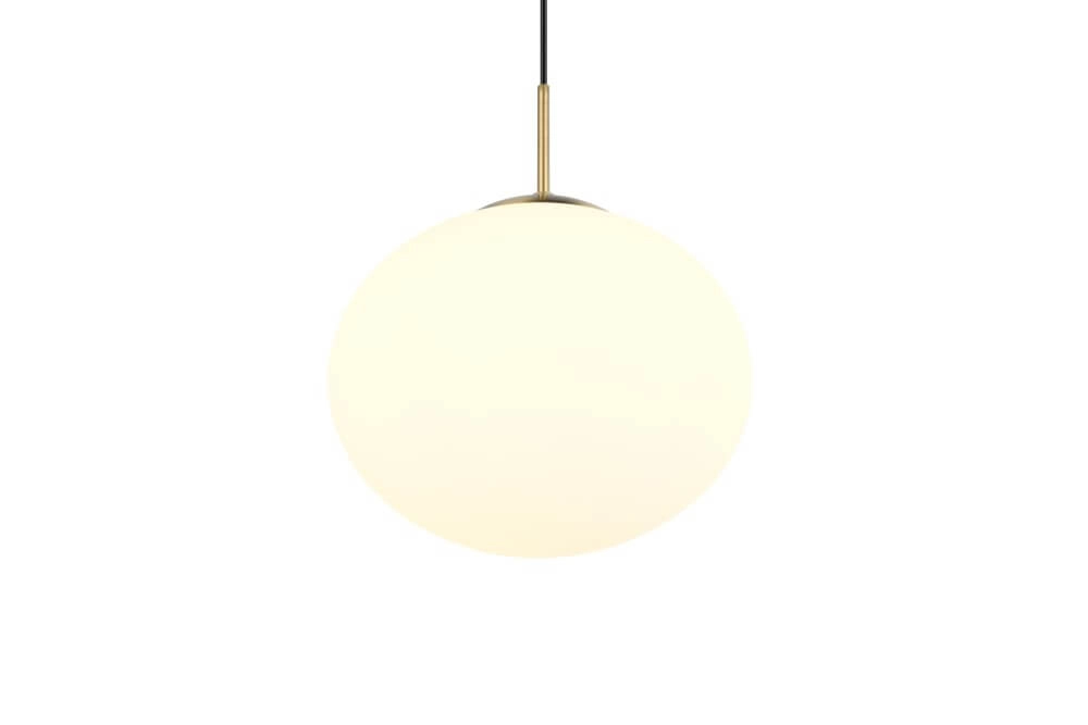 Ovale hanglamp Fomento Ø 30cm - messing met wit glas Trio 4017807616217