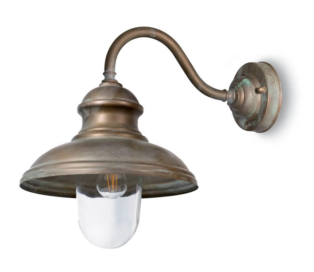 Rechte buitenlamp Little Mill verouderd messing Lyora