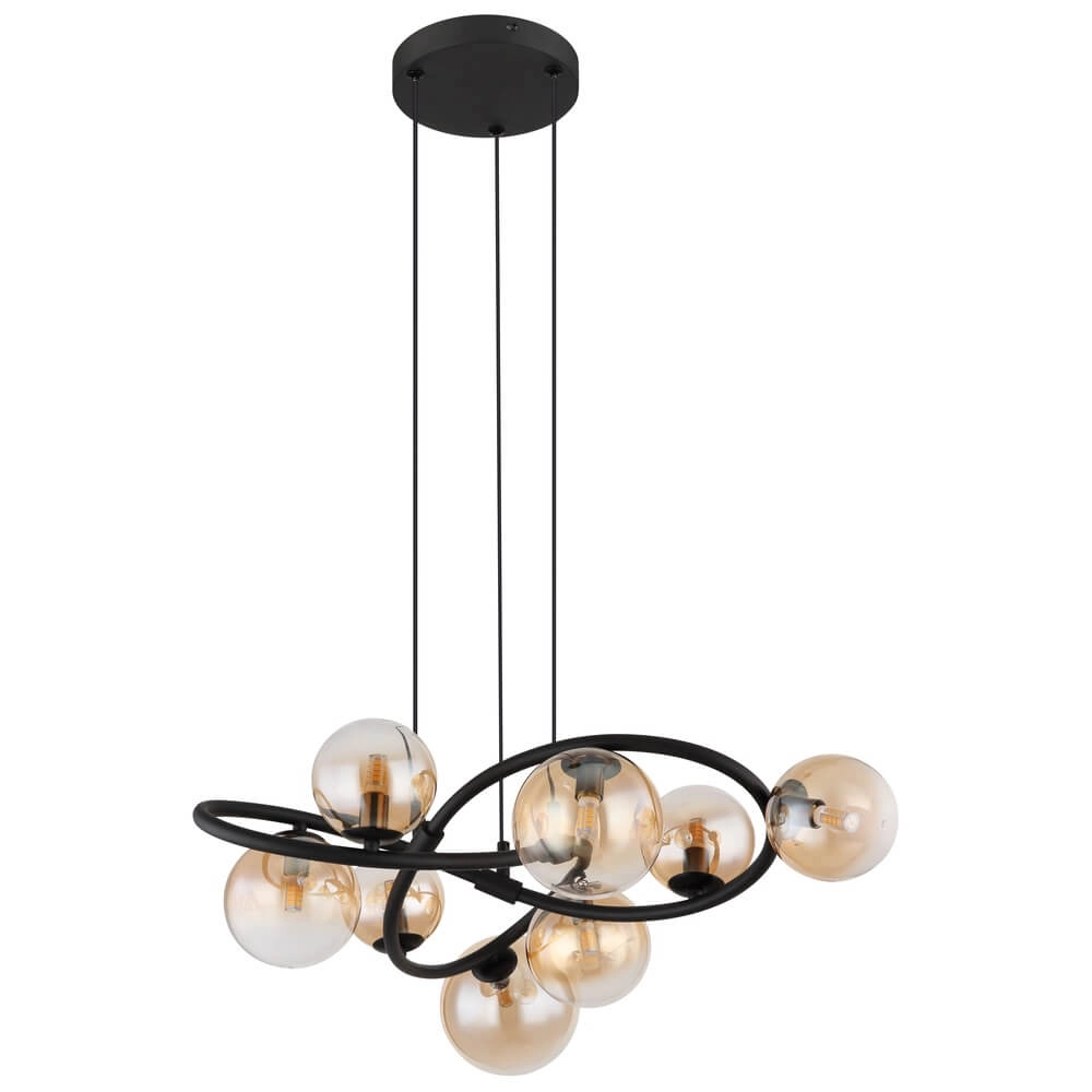 Zwarte hanglamp Tuberius design 8-lichts Globo 9007371449446