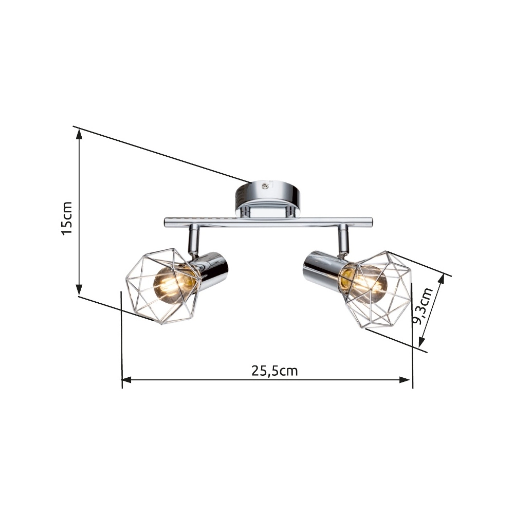 Plafondlamp Xara I 2-lichts chroom Globo 9007371328291