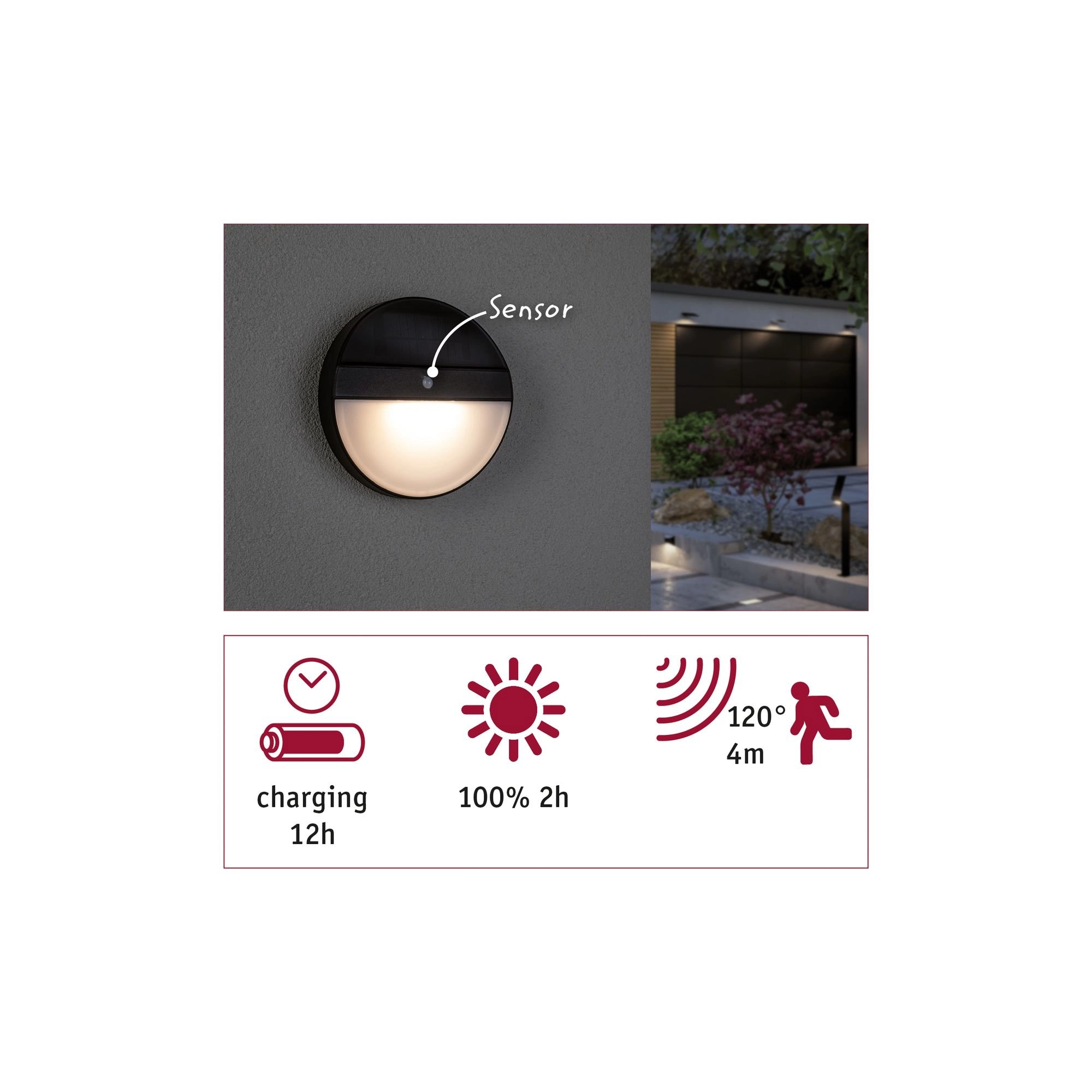 Ronde solar wandlamp Eloise Paulmann 4000870942642
