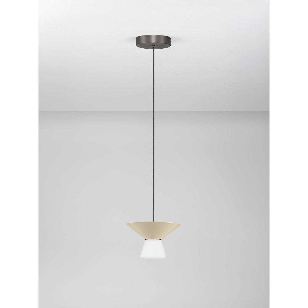 Design hanglamp Baris wit met grijs Ø 22cm Lyora 5212017495273
