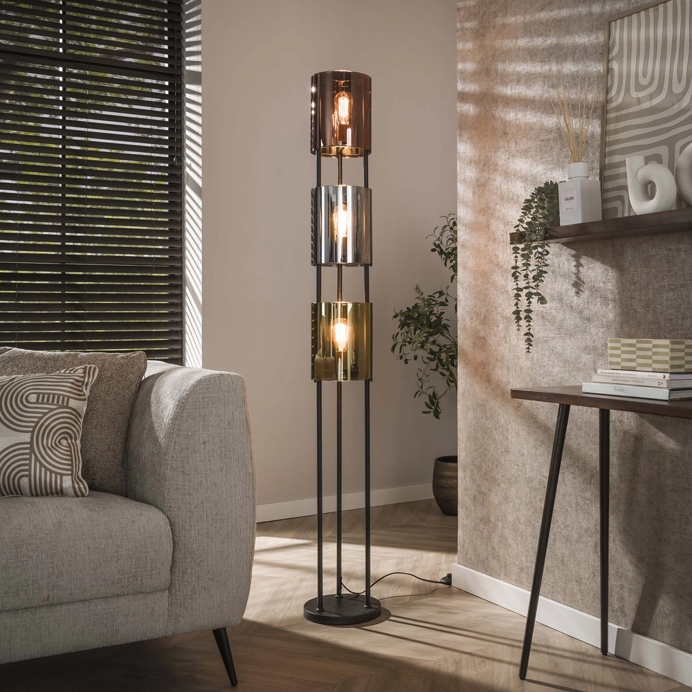 Glazen vloerlamp Lucente gekleurd glas - 3x E27
