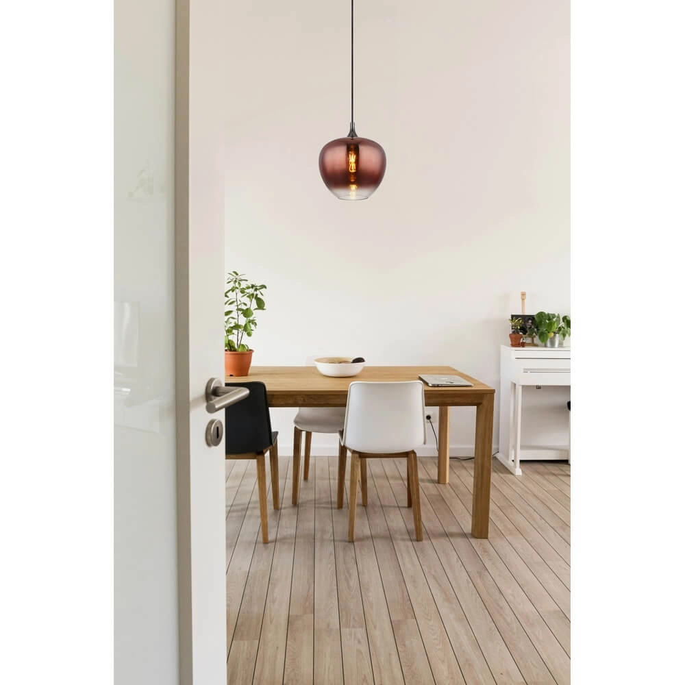 Zwarte hanglamp Maxy met rood glas Ø 29cm Globo 9007371453979