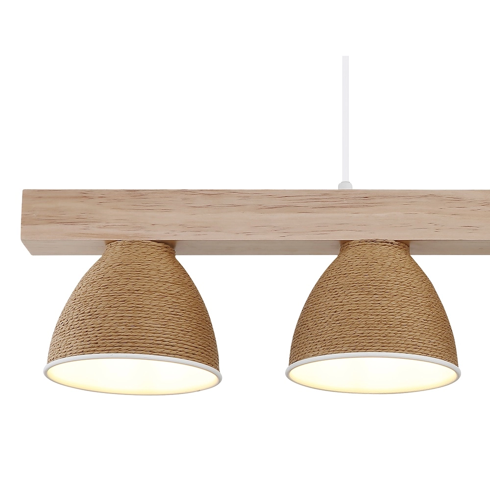 Hanglamp Lyndon 4-lichts wit met rotan Globo 9007371583904