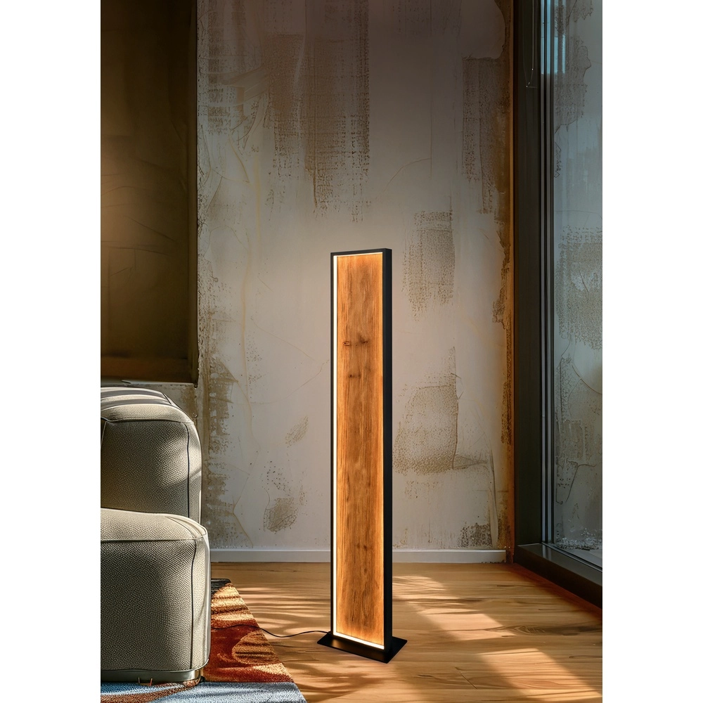 Design vloerlamp Kalea zwart met hout Trio 4017807661446