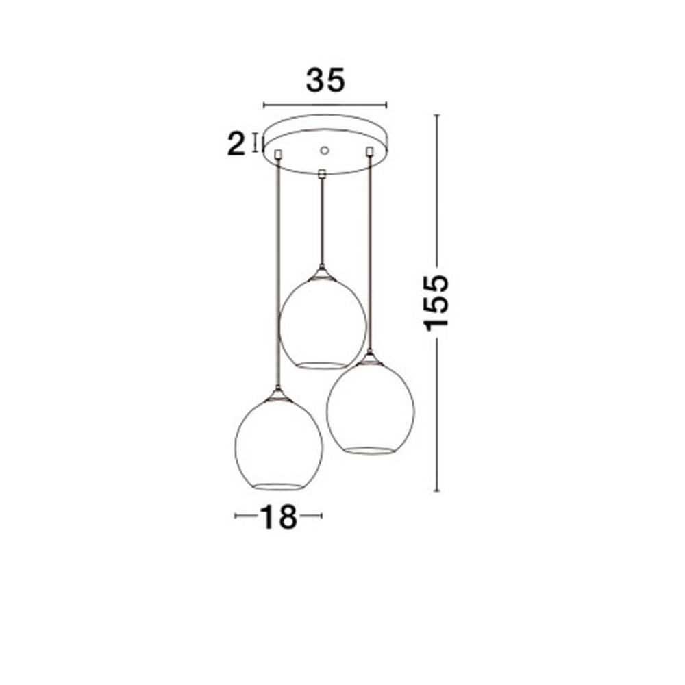 Hanglamp Blaze 3-lichts koper glas Lyora 5212017412744