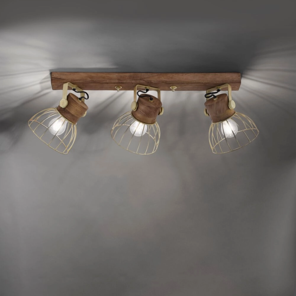 Plafondlamp Alami bruin messing 3-lichts Just Light 4043689976231