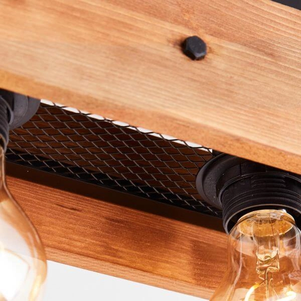 Plafondlamp Calandra 4-lichts zwart met houtbruin Brilliant 4004353394447