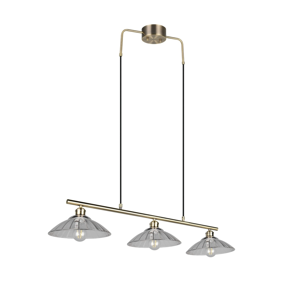 Klassieke hanglamp Eluna 3-lichts oud messing Trio 4017807682526