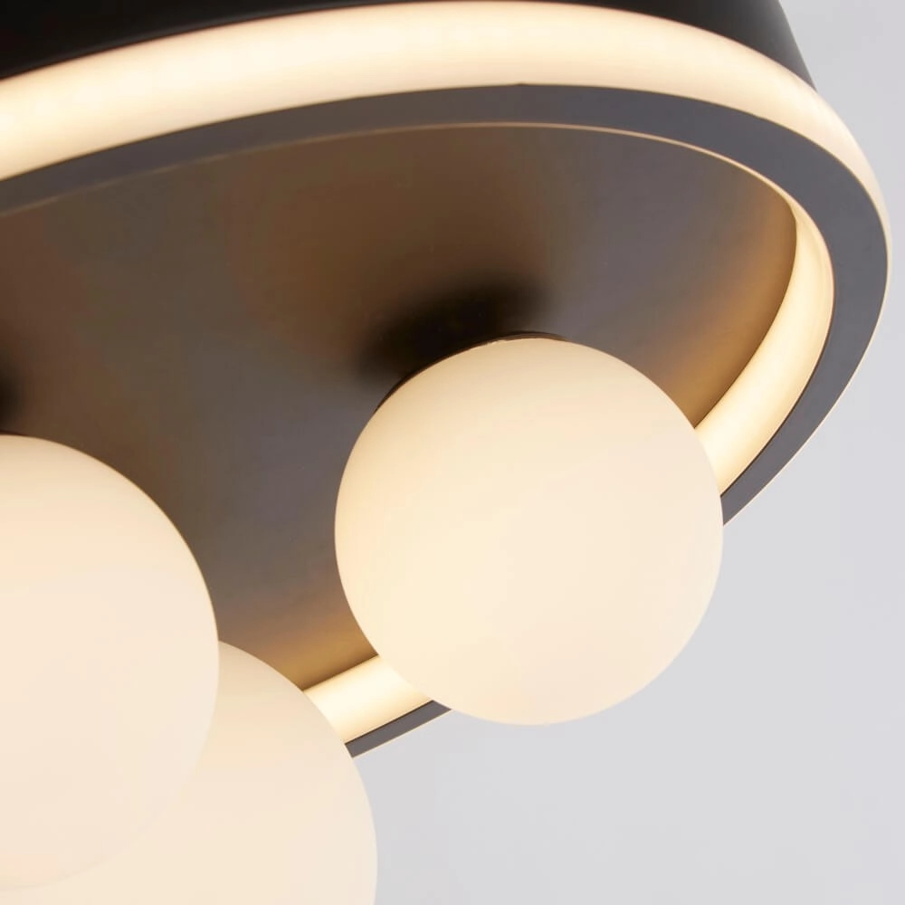 Plafondlamp Trident zwart met witte bollen Searchlight 5053423274362