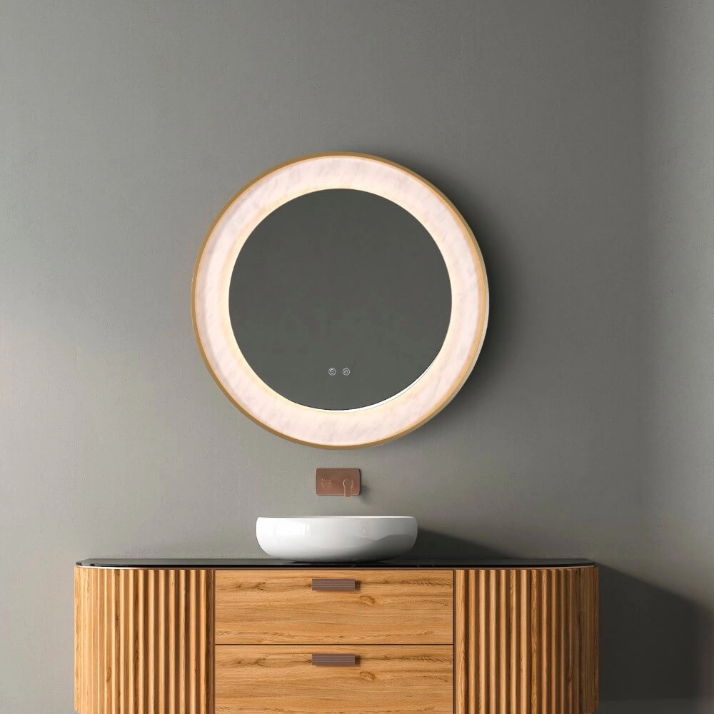 Badkamer spiegel Luxo goud met licht Searchlight 5053423272108
