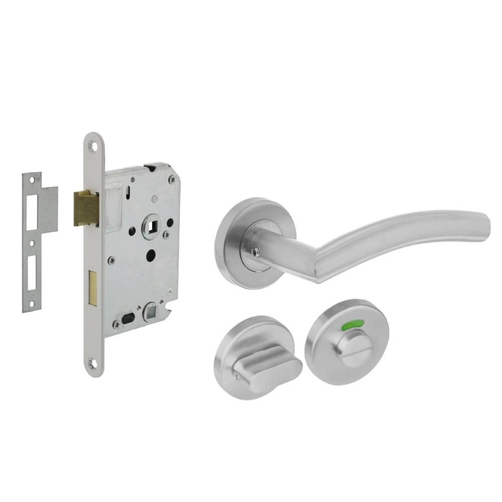 Compleet deurklinkset Lisa RVS toilet Compleet deurklinkset Lisa RVS toilet