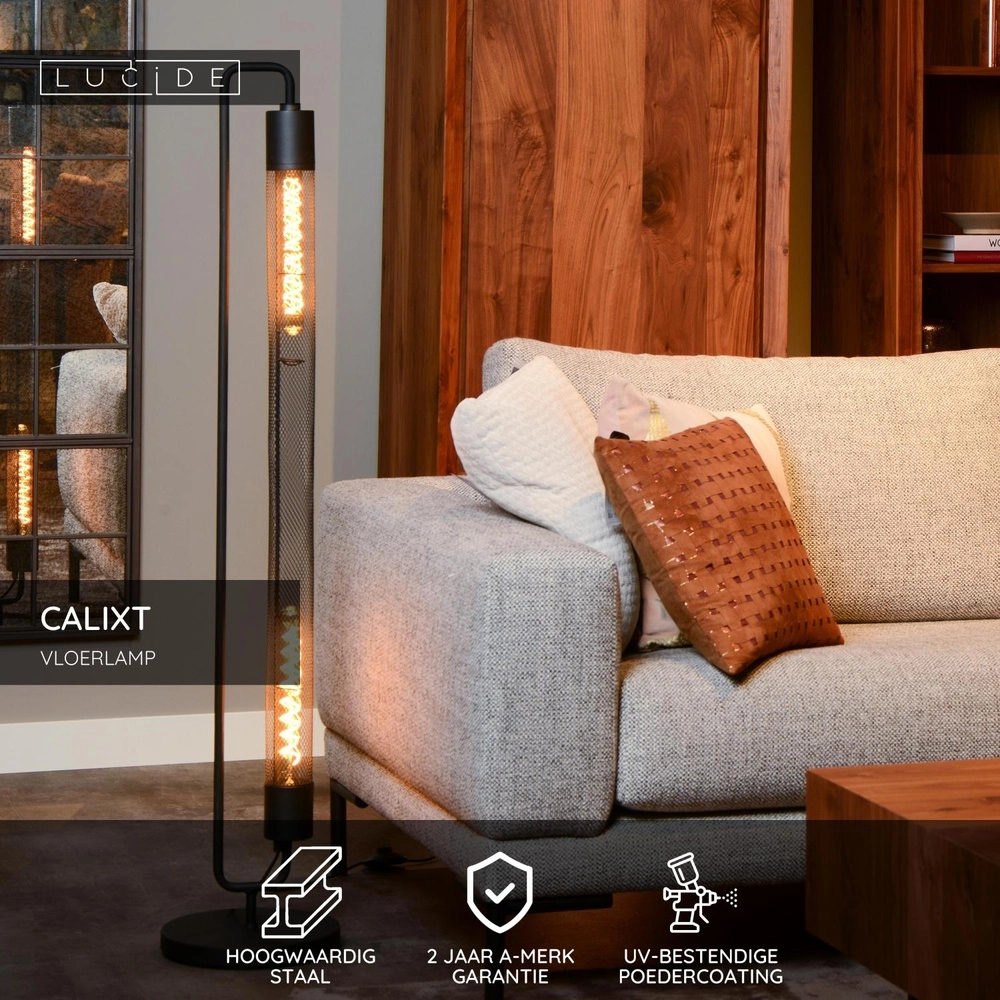 Design vloerlamp Calixt zwart Lucide 5411212051493