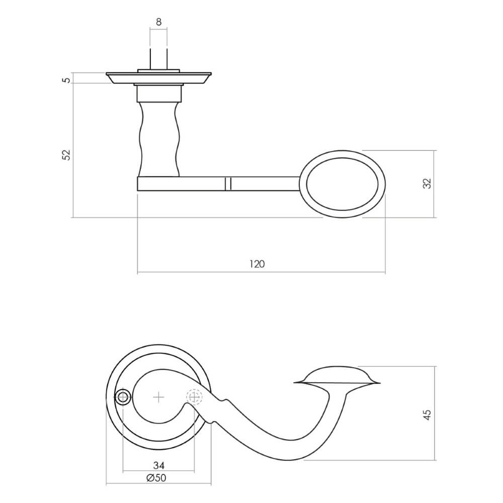 Klassieke deurklink Posthoorn schroefgat zwart Intersteel 8714186486023