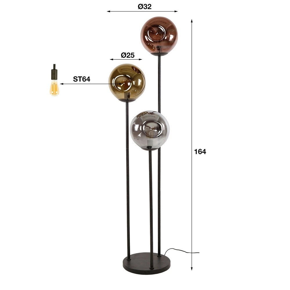 Glazen vloerlamp Stellar 3-lichts Lyora 8716803511606