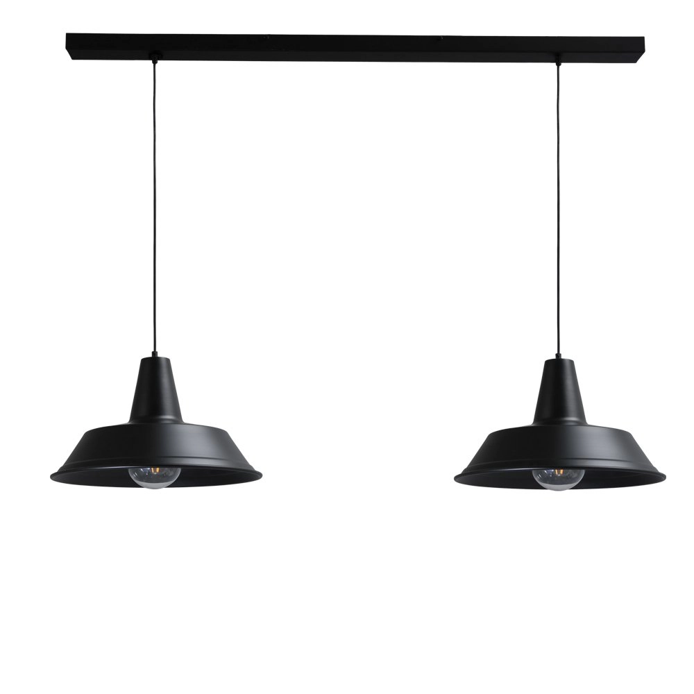 Zwarte retro eettafellamp Industria 2x45