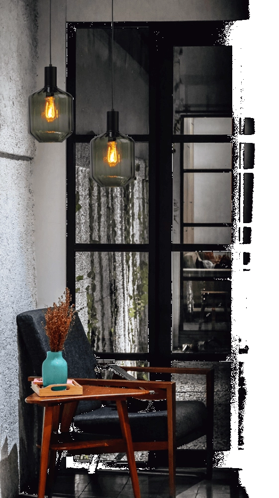 Hanglamp zwart Porto met Jagger green glas - Ø 19cm Masterlight 8718121269344