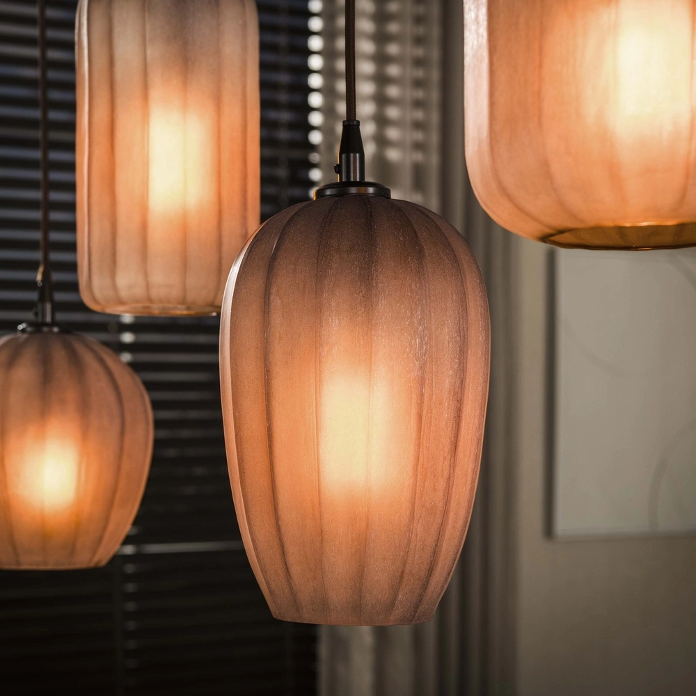 5-lichts hanglamp Altura sienna bruin met frosted glas Lyora 8716803514867