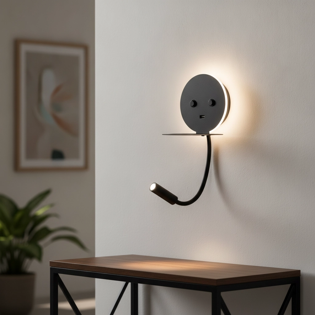 Bedlampje Eclip zwart met usb