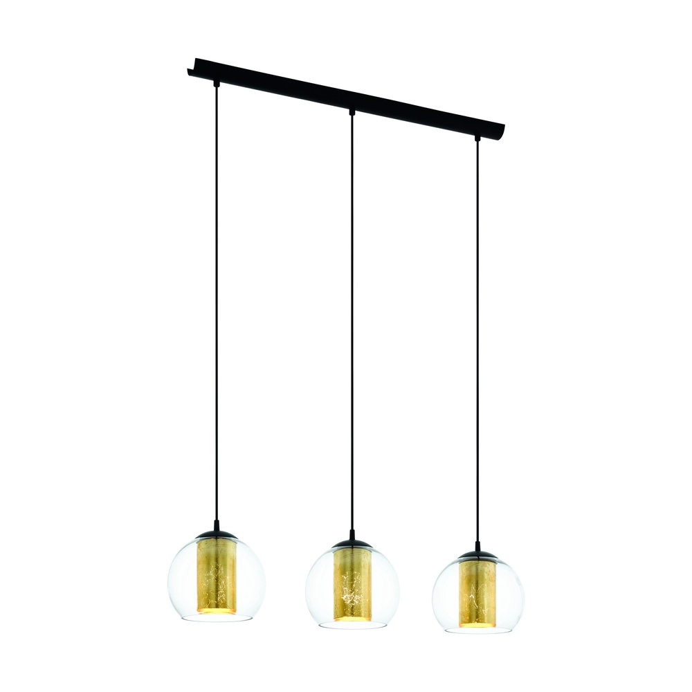 Design hanglamp Bolsano 3-lichts zwart met goud