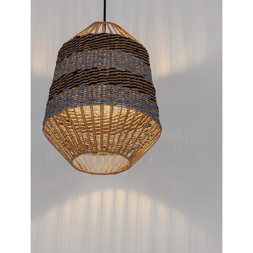 Rotan hanglamp Copos blauw met bruin Lyora 5212017477361