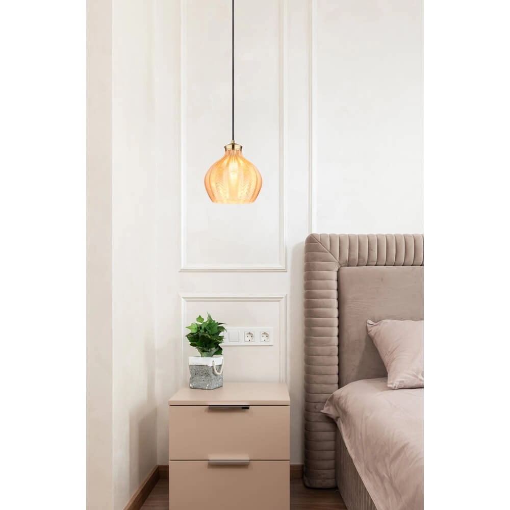 Hanglamp Jessica met oranje glas Ø 22cm Globo 9007371478118