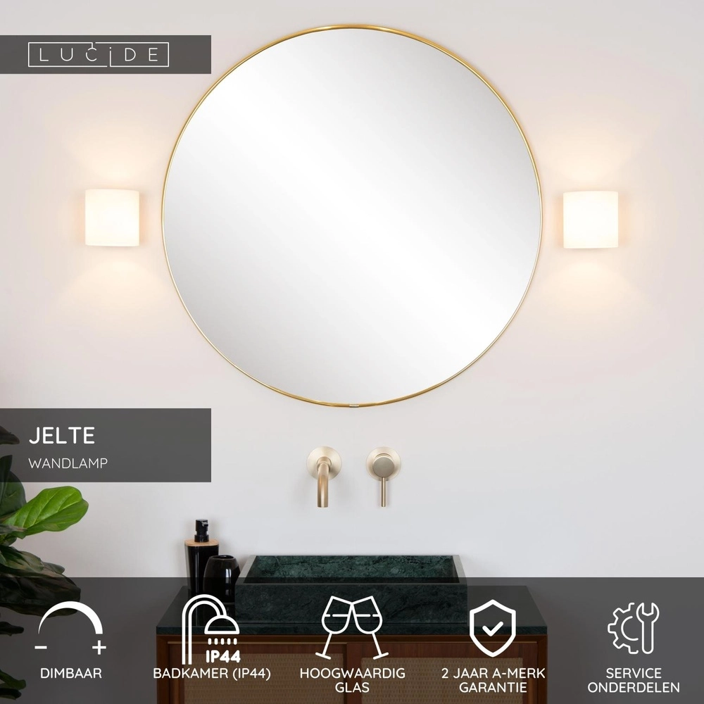 Design wandlamp Jelte IP44 geschikt voor badkamer Lucide 5411212040428