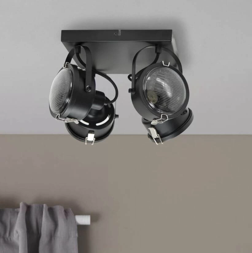 Opbouwspots Satellite 4 lichts zwart KS Verlichting 8714732685009