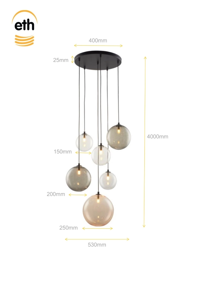 Vide hanglamp Shelly 6-lichts ETH 8720195310075