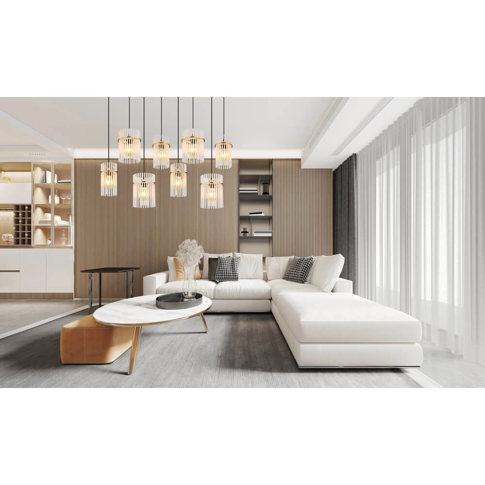 Gouden hanglamp Gorley met glas 8-lichts Globo 9007371468959