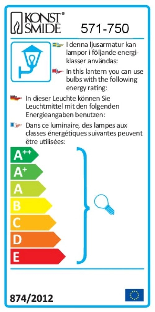 Klassieke muurlamp Virgo Up zwart KonstSmide 7318305717503