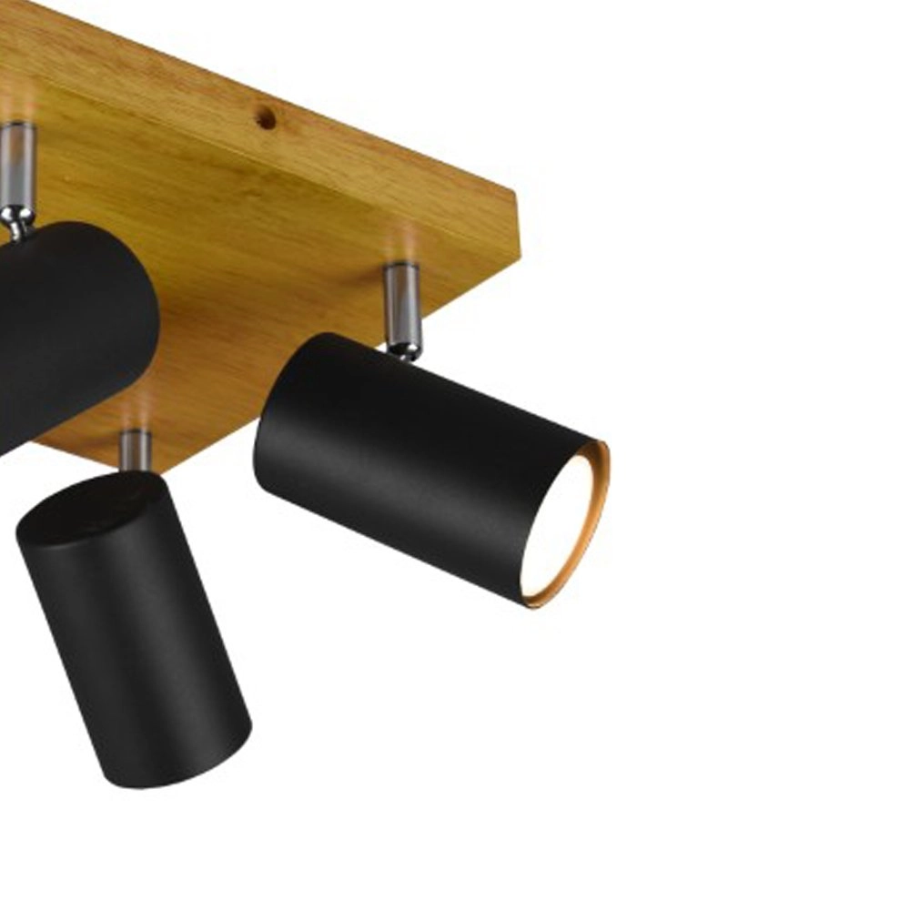 4-lichts opbouwspot Marley zwart op hout Trio 4017807488043