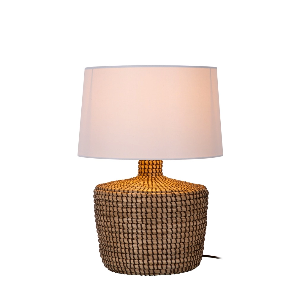Zeegras schemerlamp Ambala Ø 35cm - bruin met witte kap