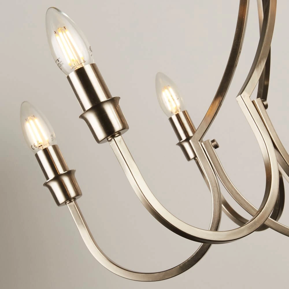 Klassieke hanglamp Lodge 8-lichts zilver Searchlight 5053423242217